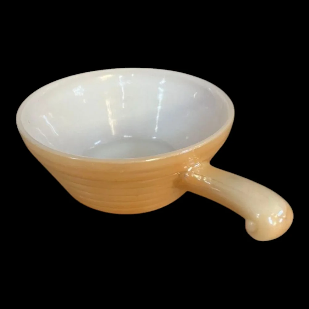 VTG Anchor Hocking Fire King Peach Lustre Beehive Pattern Handled Ramekin Bowl